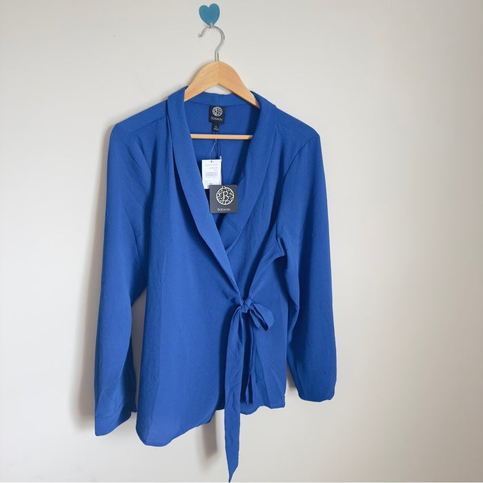 Bobeau Women’s Adult Casual Wrap Long Sleeve Blue Top Jacket - Size  XL, from PanacheProse