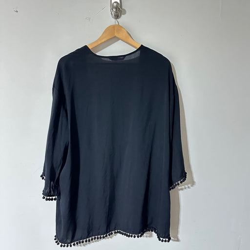 Boho Black Beach Tassel Kimono - Size Large From PanacheProse