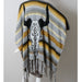 Boho Bull Skull Serape Stripe Poncho Grey Muiticolor - From PanacheProse
