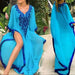Boutique Boho Embroidery Ocean Coverup Maxi Dress - Blue From PanacheProse