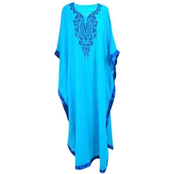 Boutique Boho Embroidery Ocean Coverup Maxi Dress - Blue From PanacheProse