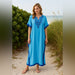 Boutique Boho Embroidery Ocean Coverup Maxi Dress - Blue From PanacheProse