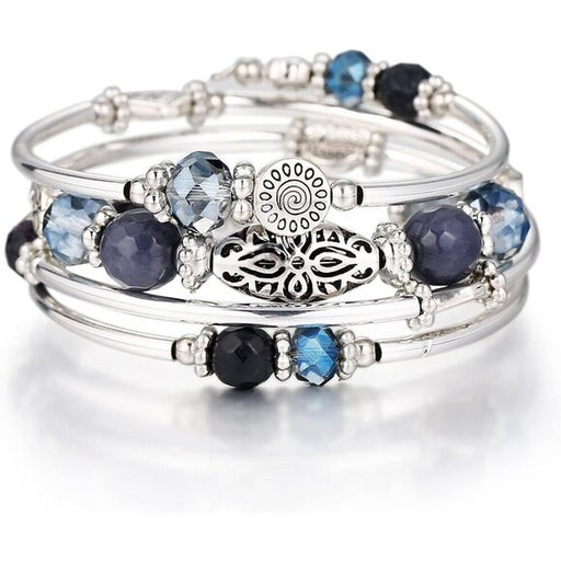 Bracelet Women Blue Stackable Beaded Layered Fashion Jewelry - from PanacheProse