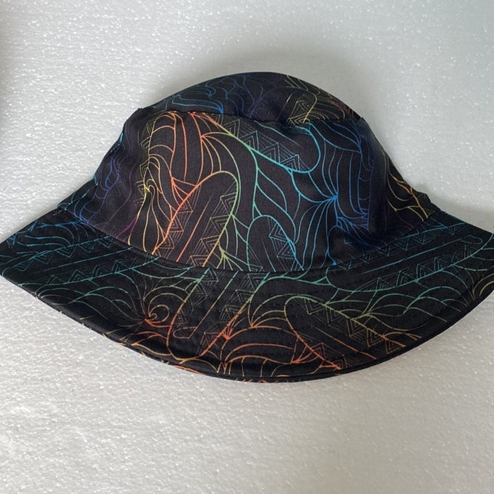 Bucket Hats Black and Rainbow Print Womens Summer Sun Hats - One Size , from PanacheProse