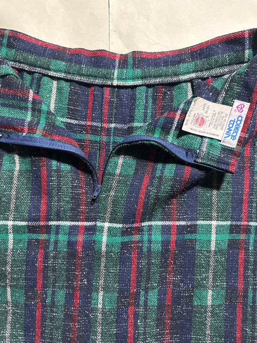 Vintage College Town Plaid Skirt Green Tartan Size 11/12