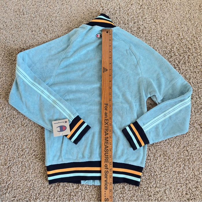 Champion Turquoise Velour Bomber Jacket – Women’s Size XS, from PanacheProse