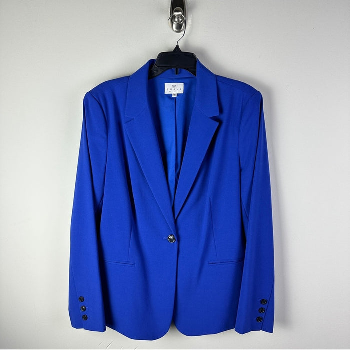 Chaus New York Women’s Blue Career Solid Jacket – Size 16 From PanacheProse