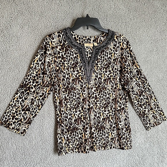 Choices Leopard Print with Black Trim Blouse - Size Women’s Medium, from PanacheProse