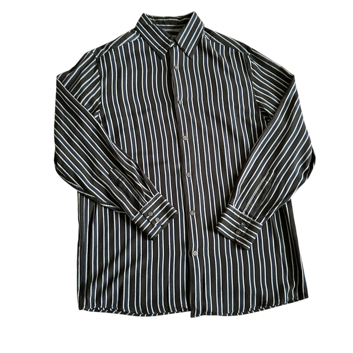 Claiborne Men’s Casual Collared Striped Long Sleeve Shirt - Size Medium From PanacheProse