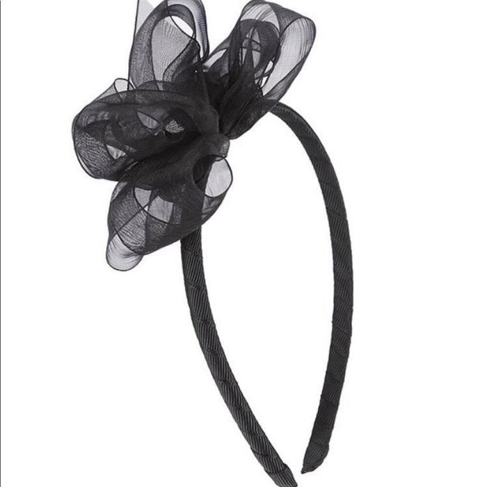 Copper Key Girl’s   Organza Bow Black Headband -, from PanacheProse