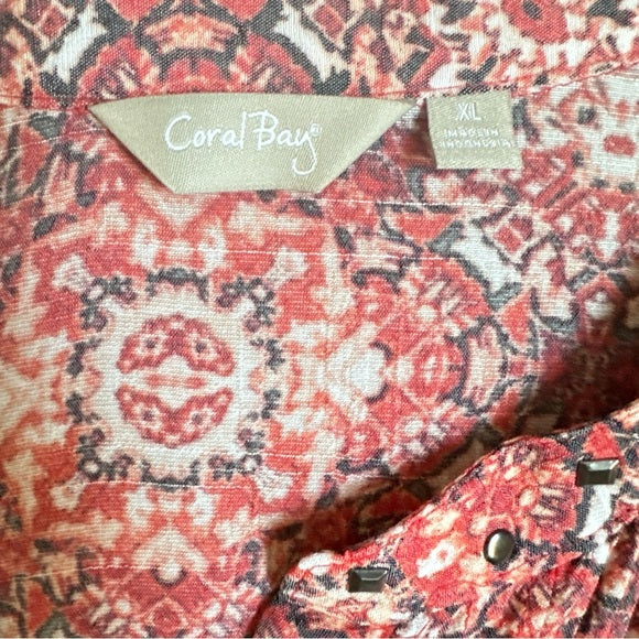 Coral Bay Women’s V Neck Floral Red Women's Blouse - Size Women’s XL , from PanacheProse