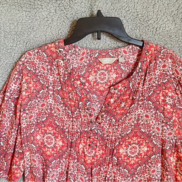 Coral Bay Women’s V Neck Floral Red Women's Blouse - Size Women’s XL , from PanacheProse