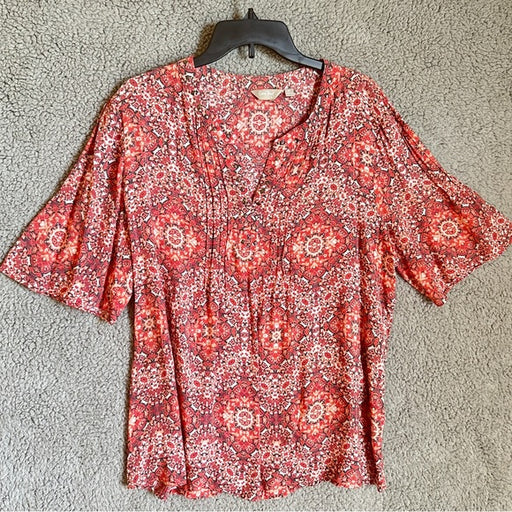 Coral Bay Women’s V Neck Floral Red Women's Blouse - Size Women’s XL , from PanacheProse