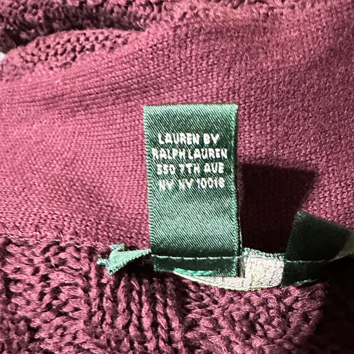 Pre-Loved Lauren Ralph Lauren Deep Burgundy Cotton Cardigan with Belt – Size M