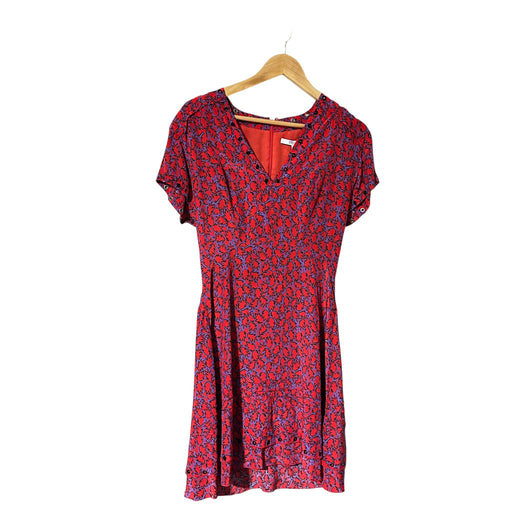 DEREK LAM Women’s V Neck Lining Short Sleeve Zip Back Floral Red Dress - Size Women’s 6, from PanacheProse