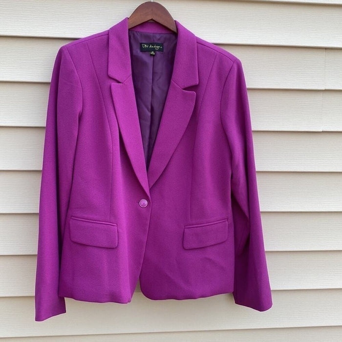 DN Designs Purple Women’s Shawl Collar Jacket - Size 18 From PanacheProse