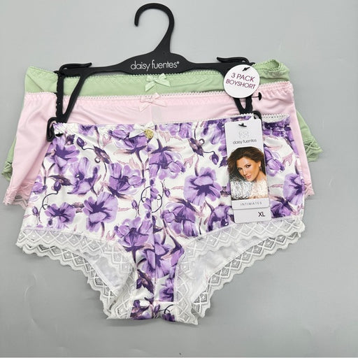 Daisy Fuentes Purple and Pink Floral Lace Trim Panties - Size XL, from PanacheProse