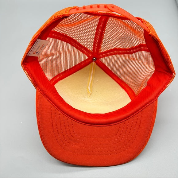 Designer Ward Cap Vintage Pismo Coast Village Trucker Hat – Orange & White Snapback M/L from PanacheProse