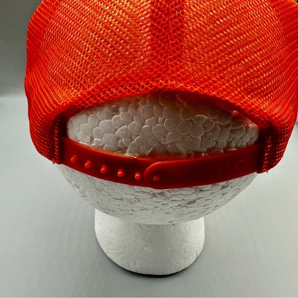 Designer Ward Cap Vintage Pismo Coast Village Trucker Hat – Orange & White Snapback M/L from PanacheProse