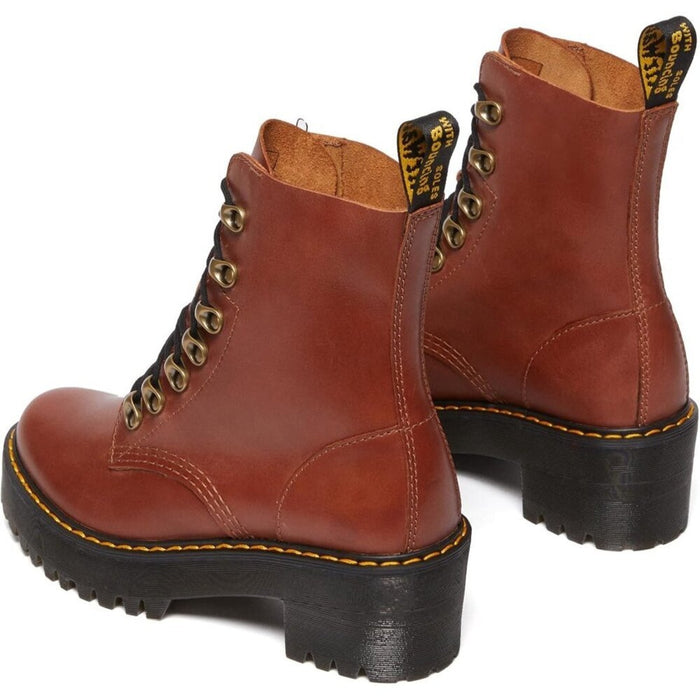 Dr. Martens Heeled Boot Women Red Leona Leather Fashion Boot - , from PanacheProse