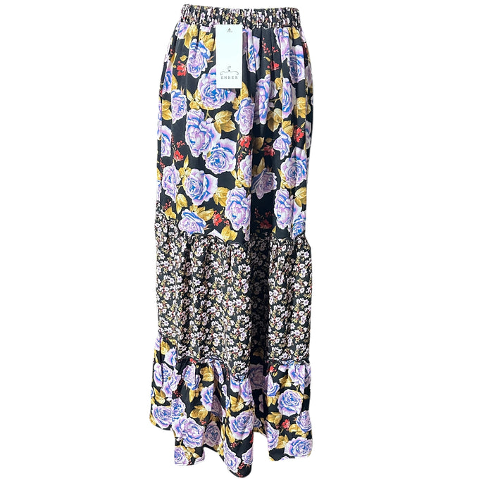 Ember boho tiered floral maxi skirt in multi print -  Women’s Large, brand new with tags 