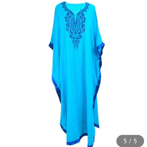 Embroidery Ocean Caftan Coverup Maxi Dress - One Size , from PanacheProse