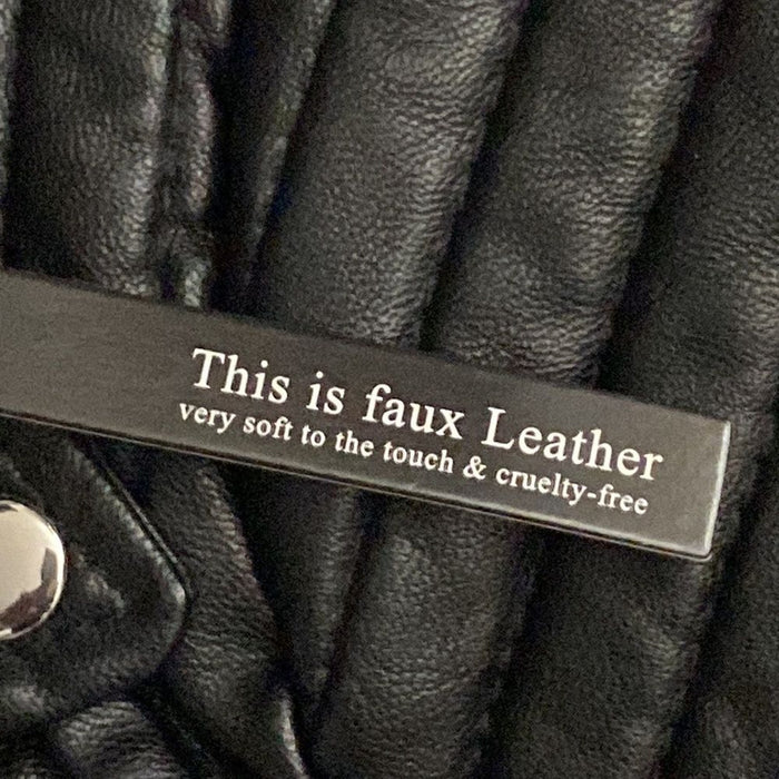 Faux Leather Women’s Color SolidLong Sleeves Zip  Black Jacket - Size S, M, L , from PanacheProse