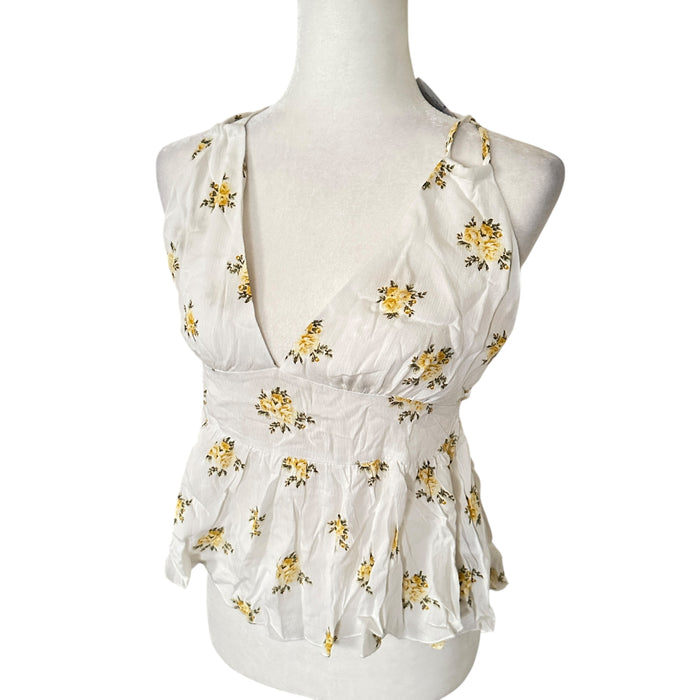 Forever 21 Yellow Floral Peplum Top – Size Small, from PanacheProse