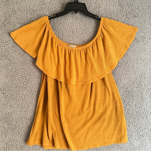 Free Kisses Women's Mustard Off-Shoulder Blouse - Size Women’s 2X, from PanacheProse
