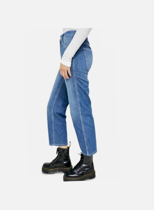 Panacheprose Free People Women’s Baby Barrel Crop Admiral Mom Blue Size Small Jeans