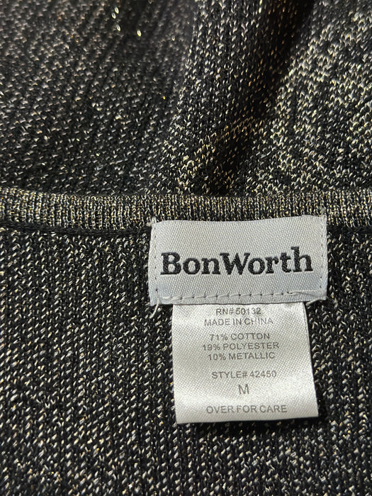 Pre-Loved BonWorth Metallic Sweater – Women’s Size M, Black & Grey