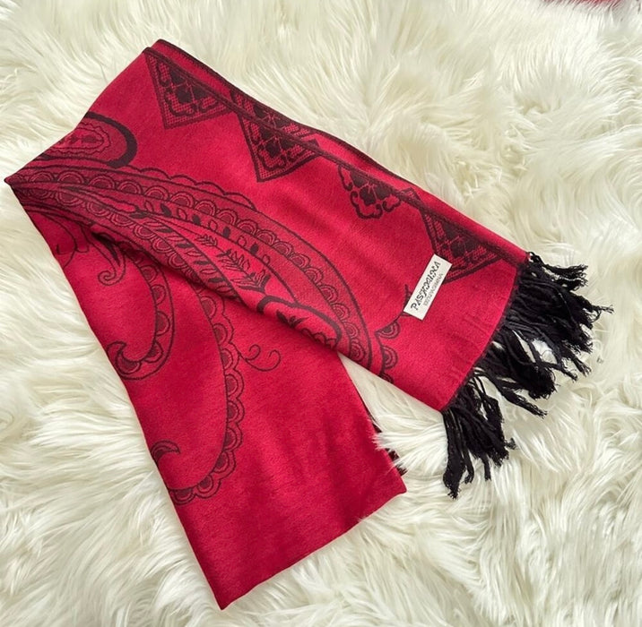 Pashmina Soft Silky Reversible Patsley Shawl Wrap Scarf W/ Fringes