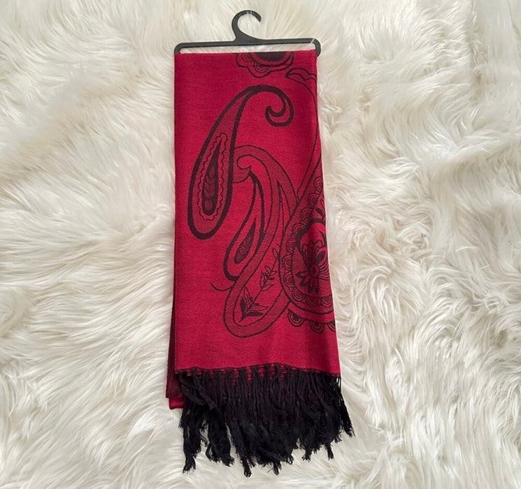 Pashmina Soft Silky Reversible Patsley Shawl Wrap Scarf W/ Fringes