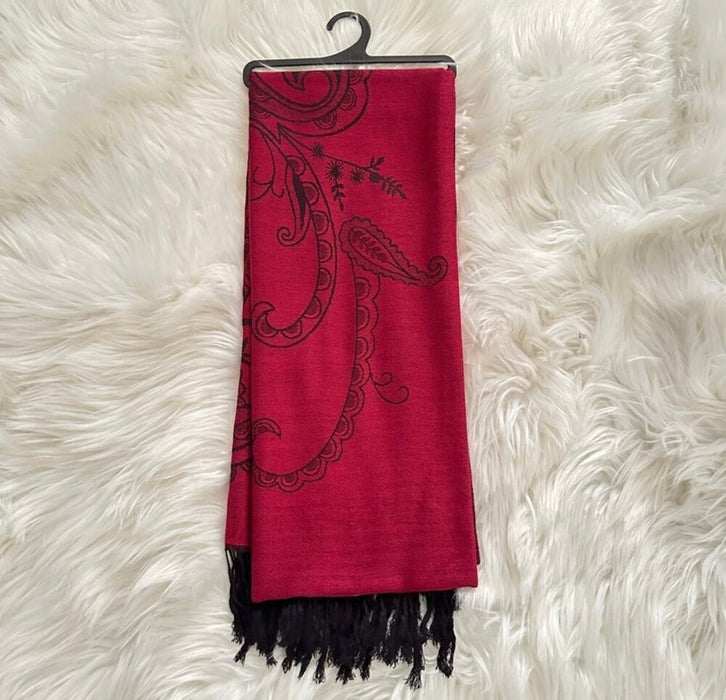Pashmina Soft Silky Reversible Patsley Shawl Wrap Scarf W/ Fringes