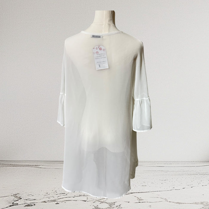 Aceshin Elegant White Lace Trim Women's Top Kimono