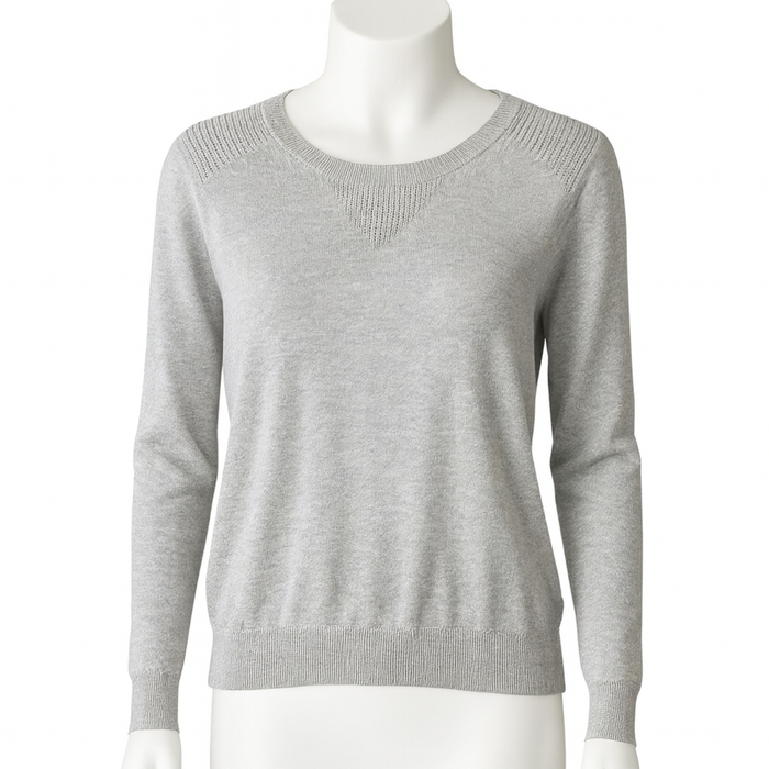 Two By Vince Camuto Women’s Gray Long Sleeve Crew‑Neck Sweater – Size Medium (Pre-Loved) | PanacheProse