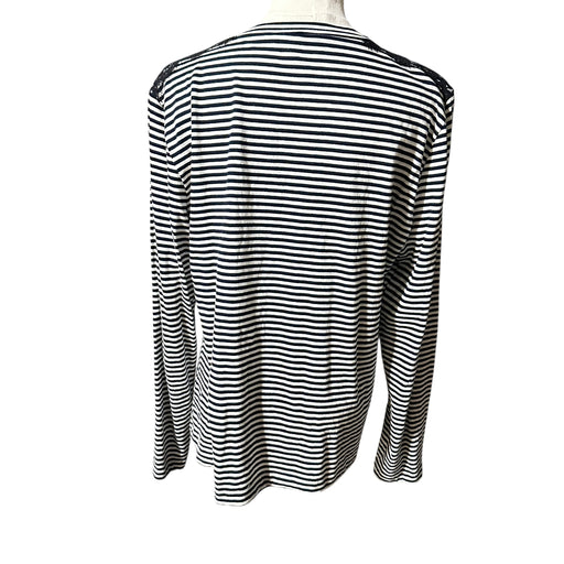 J.Crew Women’s Black & White Striped Lace Insert Long Sleeve Top – Size Large from PanacheProse