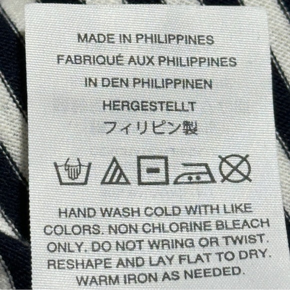 J.Crew Women’s Black & White Striped Lace Insert Long Sleeve Top – Size Large from PanacheProse