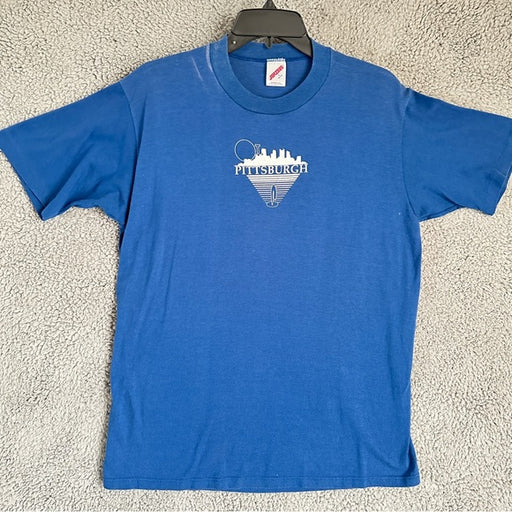  Jerzees Vintage Rare Find Mens Blue Graphic T-Shirt - Size Men’s Large, from PanacheProse