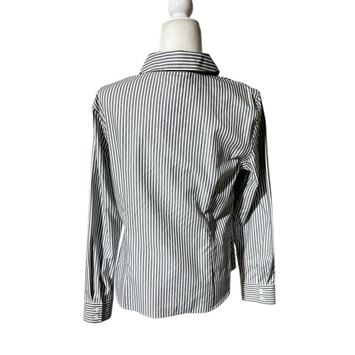 Jones New York Signature Gray & White Striped Button-Down Shirt – Size Women’s M, from PanacheProse