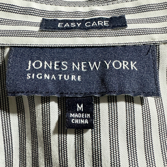 Jones New York Signature Gray & White Striped Button-Down Shirt – Size Women’s M, from PanacheProse