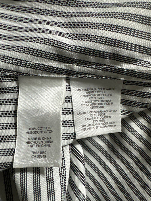 Jones New York Signature Gray & White Striped Button-Down Shirt – Size Women’s M, from PanacheProse