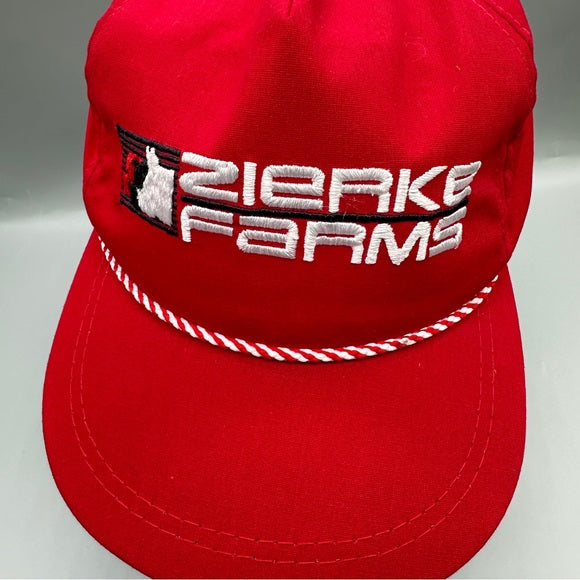 K-Products Vintage Zierke Farms Rope Hat – Red Snapback Trucker Cap from PanacheProse