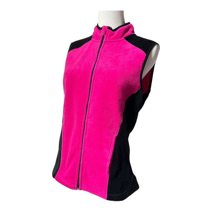 Kim Rogers Women’s Pink Black Fleece Zip Vest - Size Small, from PanacheProse