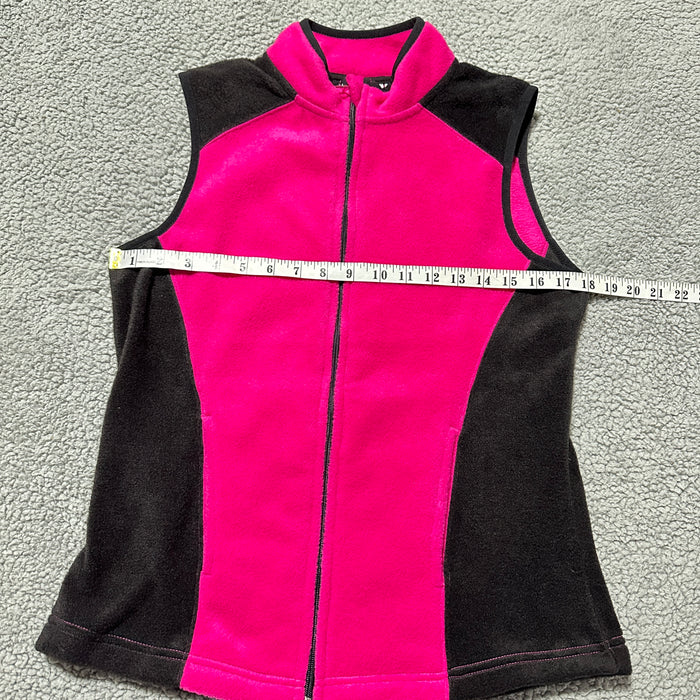 Kim Rogers Women’s Pink Black Fleece Zip Vest - Size Small, from PanacheProse