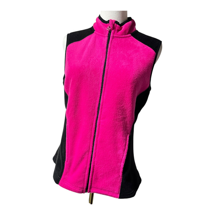 Kim Rogers Women’s Pink Black Fleece Zip Vest - Size Small, from PanacheProse