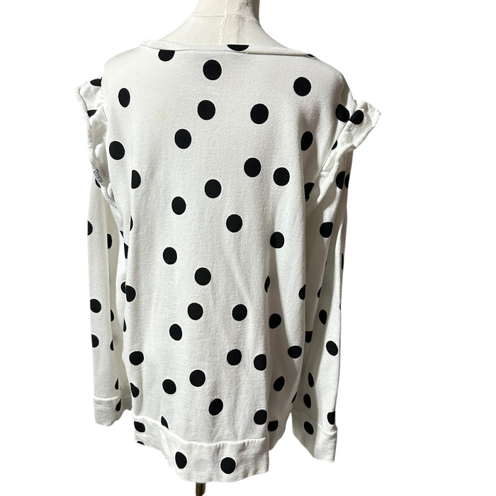 LOFT Outlet White Polka Dot Ruffle Sleeve Cotton Top Women’s - Size XL, from PanacheProse