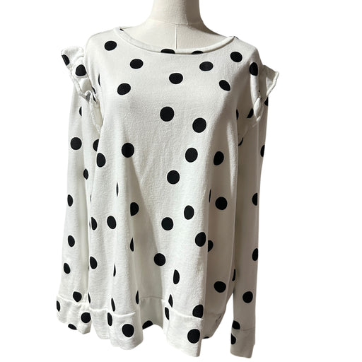 LOFT Outlet White Polka Dot Ruffle Sleeve Cotton Top Women’s - Size XL, from PanacheProse