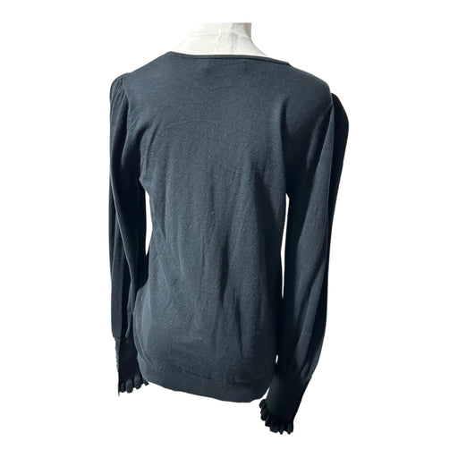 Lauren Ralph Lauren Women’s Black V-Neck Sweater Button Cuffs - Size Medium, from PanacheProse
