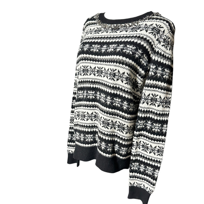 Lauren Ralph Lauren Women’s Black & White Beaded Christmas Sweater – Size Medium from PanacheProse